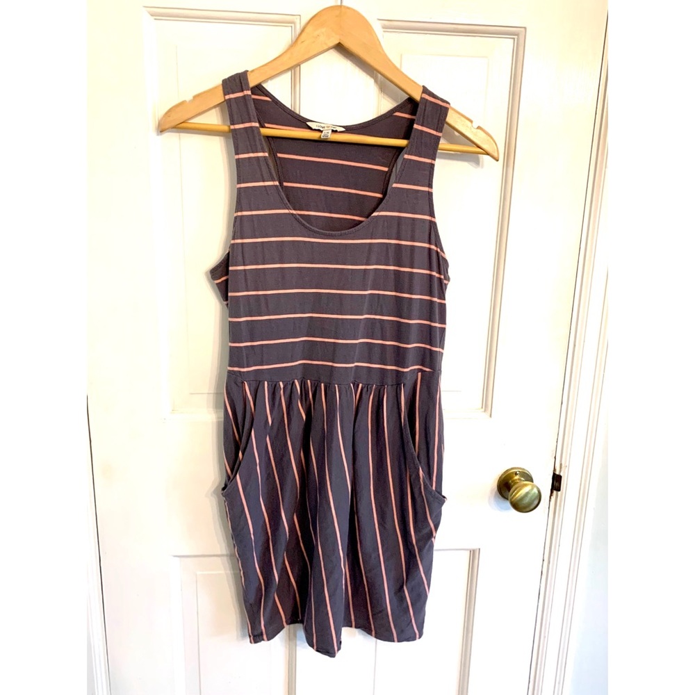 Grey and Pink Horizontal Striped Dress